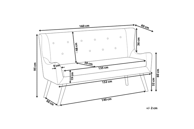 Skibby 2-Pers. Sofa - Lysegrå - Møbler - Sofaer - 2 personers sofa