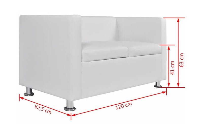 Sofa 2-Pers. Kunstlæder Hvid - Hvid - Møbler - Sofaer - 2 personers sofa