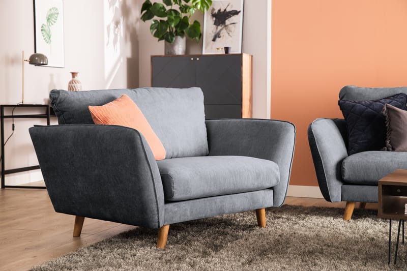 Trend Lyx 2-Pers. Sofa - Mørkegrå/Eg - Møbler - Sofaer - 2 personers sofa