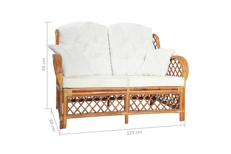 2-personers sofa rattan lysebrun - Brun - 2 personers sofa