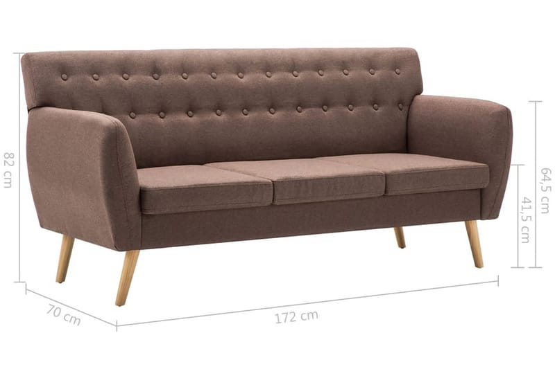 3-Personers Sofa Stofbeklædning 172 X 70 X 82 Cm Brun - Brun - Møbler - Sofaer - 3 personers sofa