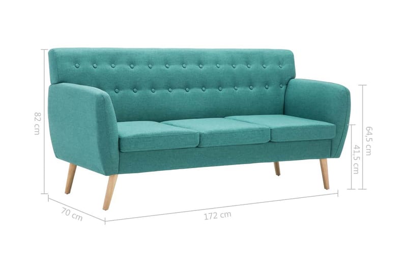 3-Personers Sofa Stofbeklædning 172 X 70 X 82 Cm Grøn - Grøn - Møbler - Sofaer - 3 personers sofa