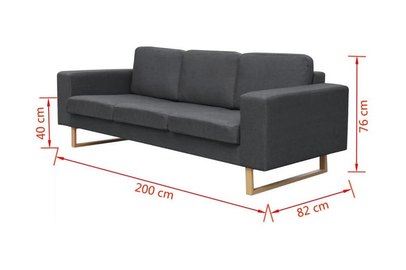 3-Personers Sofa I Stof, Mørkegrå - Grå - Møbler - Sofaer - 3 personers sofa