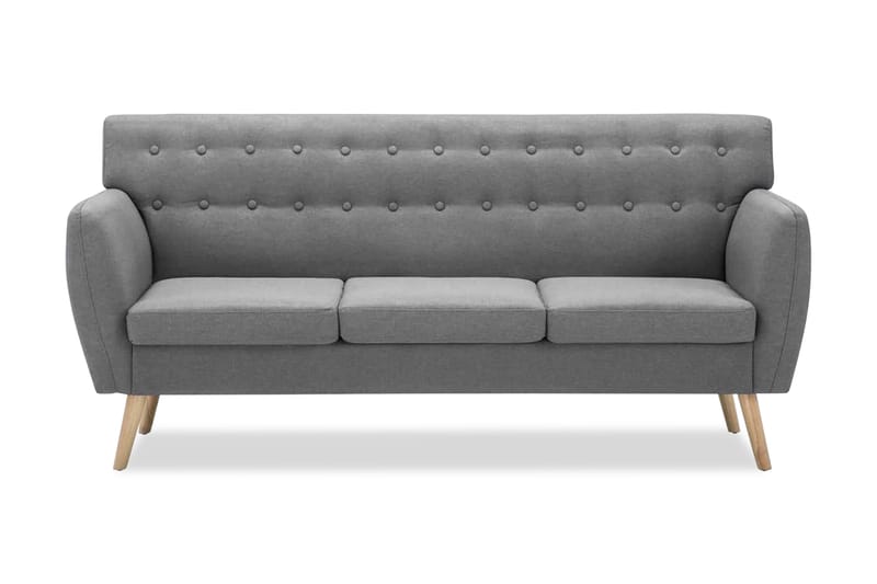 3-Personers Sofa Stofbeklædning 172 X 70 X 82 Cm Lysegrå - Grå - Møbler - Sofaer - 3 personers sofa