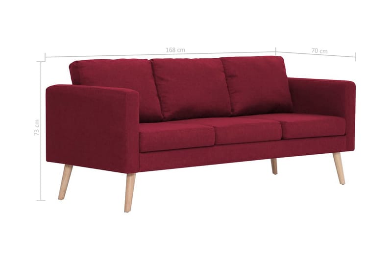 3-Personers Sofa I Stof Rødvinsfarvet - Rød - Møbler - Sofaer - 3 personers sofa