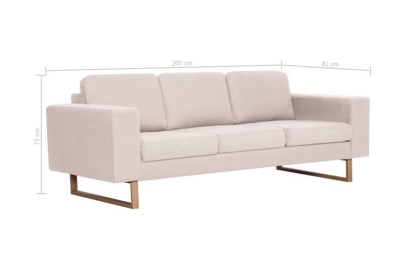 3-Personers Sofa I Stof Cremefarvet - Creme - Møbler - Sofaer - 3 personers sofa