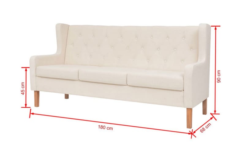 3-Personers Sofa Stof Cremehvid - Creme - Møbler - Sofaer - 3 personers sofa