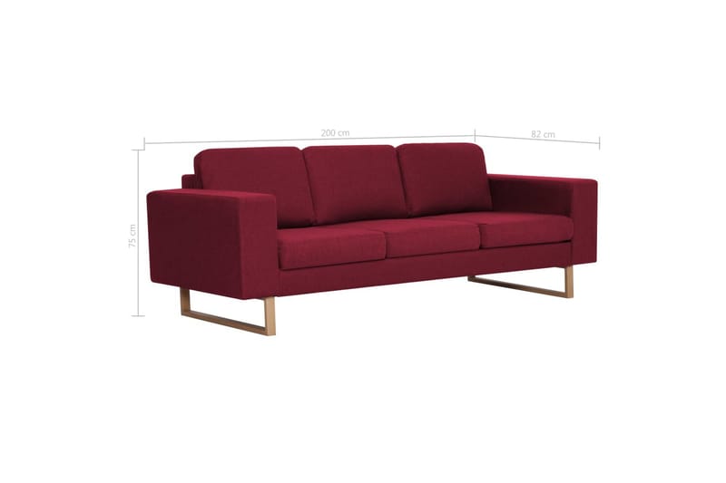 3-Personers Sofa I Stof Rødvinsfarvet - Rød - Møbler - Sofaer - 3 personers sofa