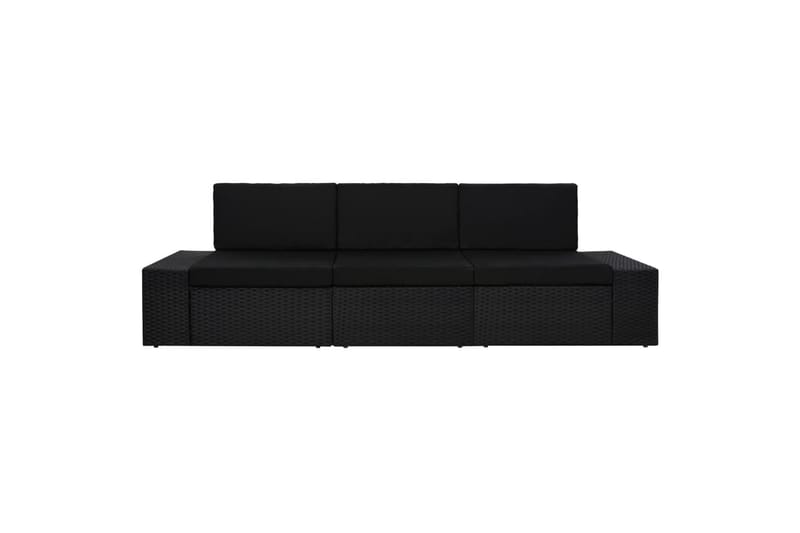 3-Personers Sofa Modulær Polyrattan Sort - Sort - Møbler - Sofaer - 3 personers sofa