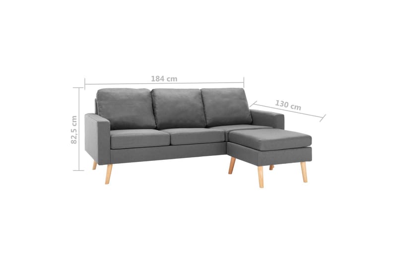 3-Personers Sofa Med Fodskammel Stof Lysegrå - Møbler - Sofaer - 3 personers sofa