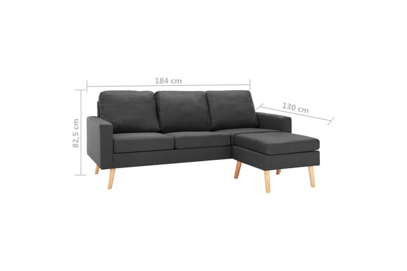 3-Personers Sofa Med Fodskammel Stof Mørkegrå - Møbler - Sofaer - 3 personers sofa