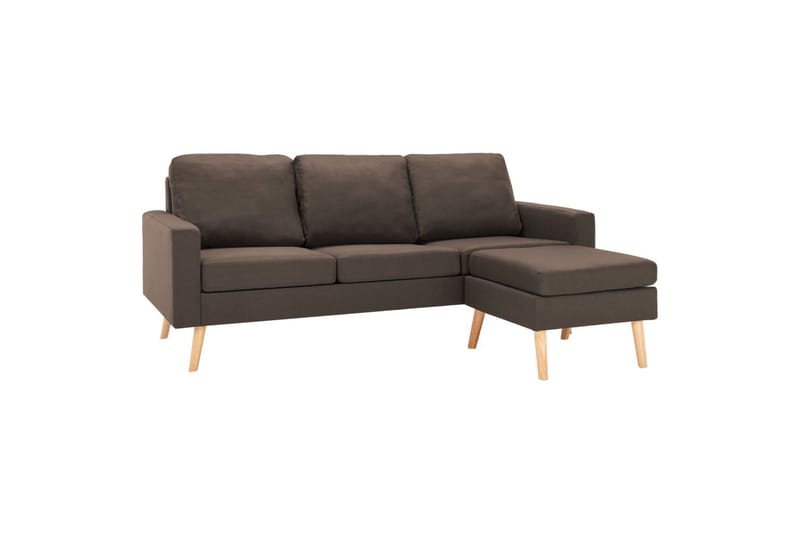 3-Personers Sofa Med Fodskammel Stof Brun - Møbler - Sofaer - 3 personers sofa