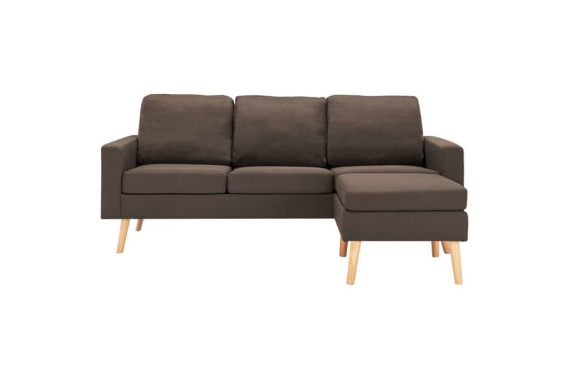 3-Personers Sofa Med Fodskammel Stof Brun - Møbler - Sofaer - 3 personers sofa