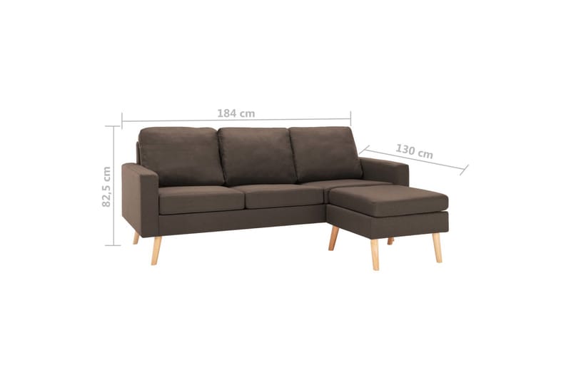 3-Personers Sofa Med Fodskammel Stof Brun - Møbler - Sofaer - 3 personers sofa