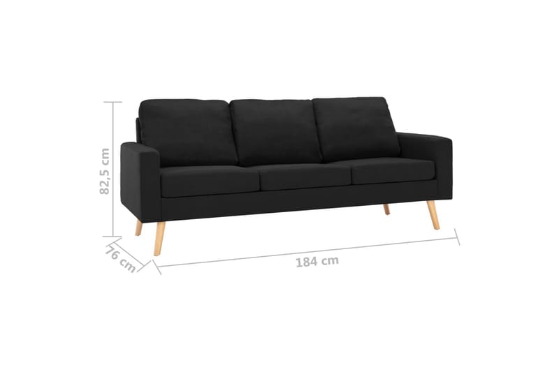 3-Personers Sofa Stof Sort - Møbler - Sofaer - 3 personers sofa