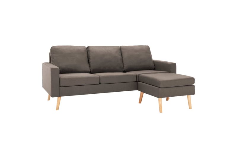 3-Personers Sofa Med Fodskammel Stof Gråbrun - Møbler - Sofaer - 3 personers sofa