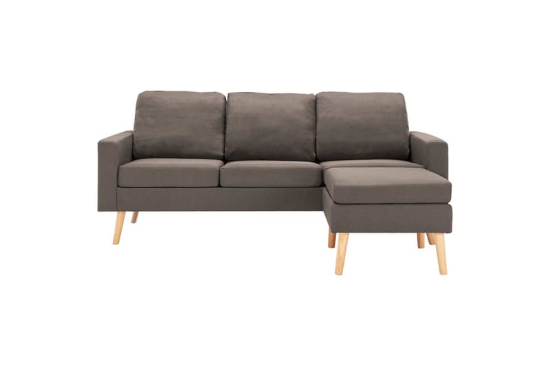 3-Personers Sofa Med Fodskammel Stof Gråbrun - Møbler - Sofaer - 3 personers sofa