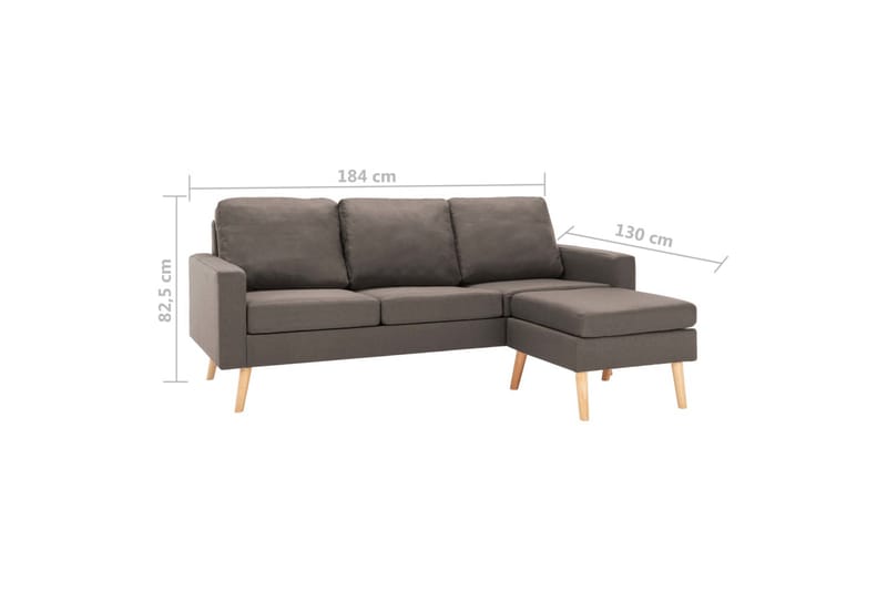 3-Personers Sofa Med Fodskammel Stof Gråbrun - Møbler - Sofaer - 3 personers sofa