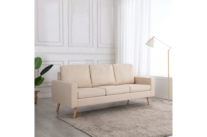 3-Personers Sofa Stof Cremefarvet - Møbler - Sofaer - 3 personers sofa