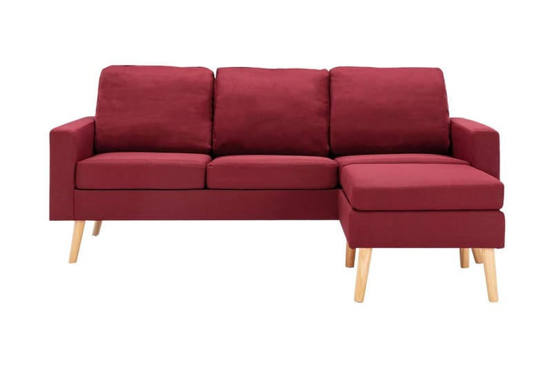 3-Personers Sofa Med Fodskammel Stof Vinrød - Møbler - Sofaer - 3 personers sofa