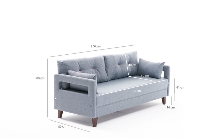 Angola Sofa 3-Pers. - Blå - Møbler - Sofaer - 3 personers sofa