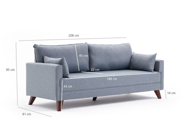 Antigua 3-personers Sofa - Blå/Natur - Møbler - Sofaer - 3 personers sofa