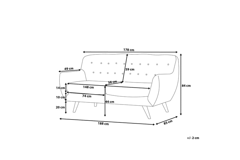 Bodo Sofa 3 sæder - Grøn - Møbler - Sofaer - 3 personers sofa