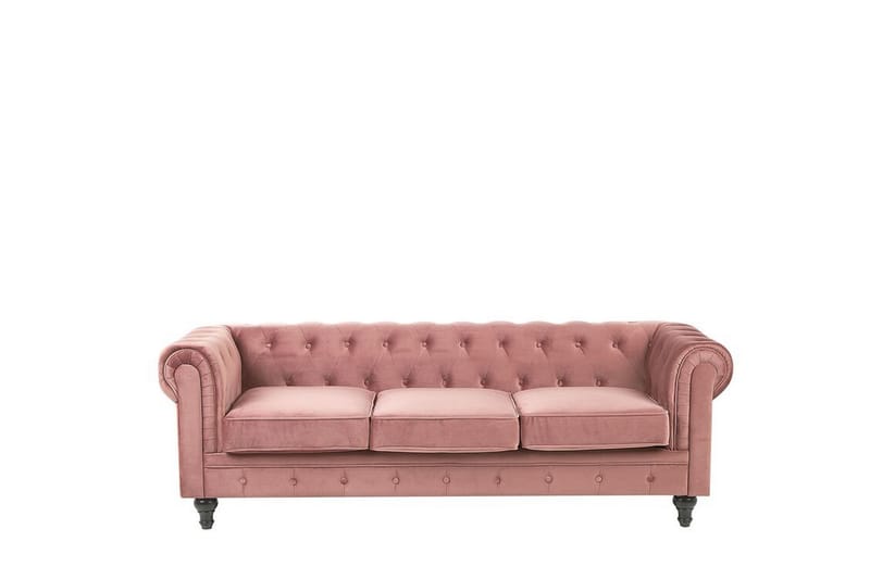 Casonya 3-Pers. Sofa - Lyserød/Velour - Møbler - Sofaer - 3 personers sofa