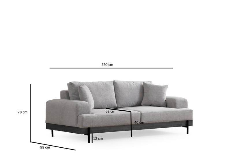 Eti Sofa 3-pers - Grå - Møbler - Sofaer - 3 personers sofa