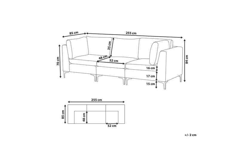 Evja 3-Pers. Sofa - Velour/Grøn - Møbler - Sofaer - 3 personers sofa