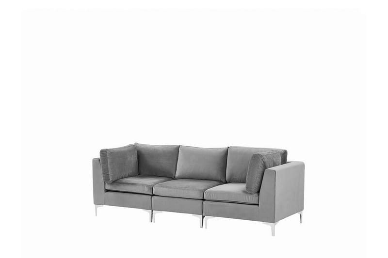 Evja 3-Pers. Sofa - Velour/Grå - Møbler - Sofaer - 3 personers sofa