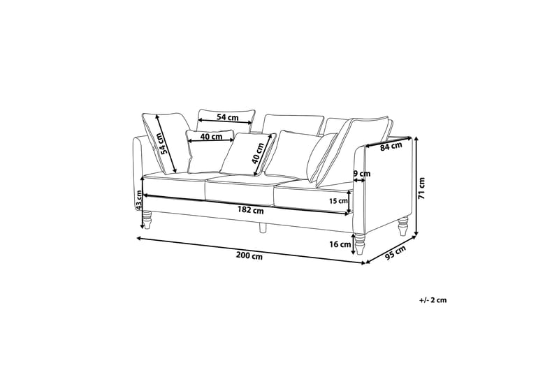 Fenstad Sofa 3-pers - Blå - 3 personers sofa