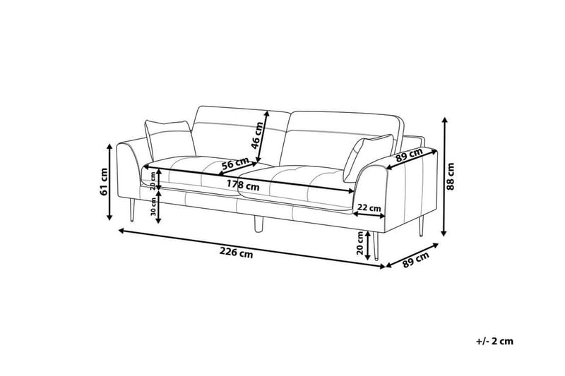 Firkantet sofa 3 sæder - Sort - Møbler - Sofaer - 3 personers sofa