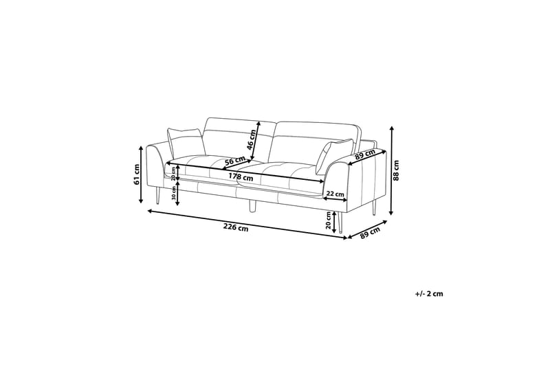 Firkantet sofa 3 sæder - Sort - Møbler - Sofaer - 3 personers sofa