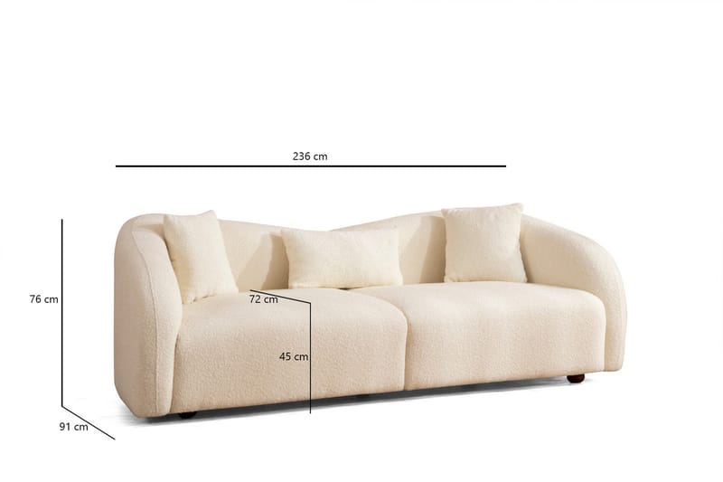 Hungirr Sofa 3-personers - Beige|Bouclé - Møbler - Sofaer - 3 personers sofa