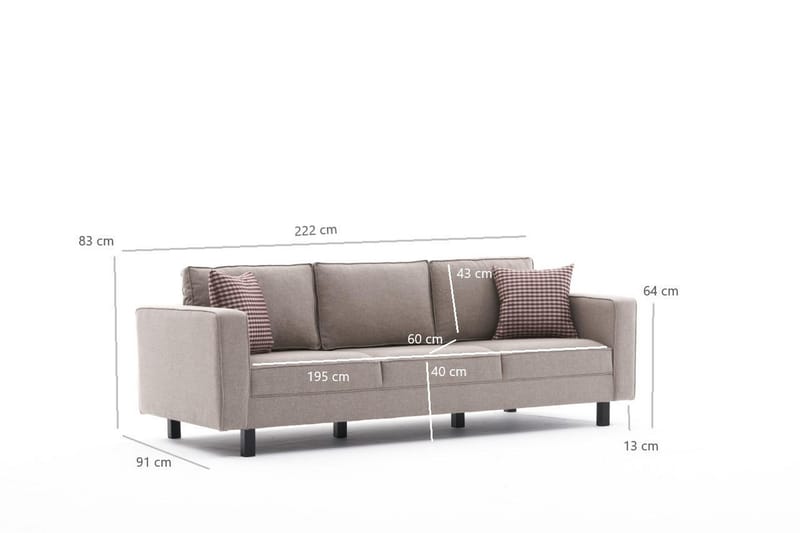 Kaletea Sofa 3-Pers. - Cream - Møbler - Sofaer - 3 personers sofa