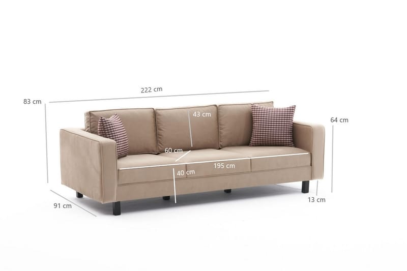 Kaletea Sofa 3-Pers. - Beige - Møbler - Sofaer - 3 personers sofa