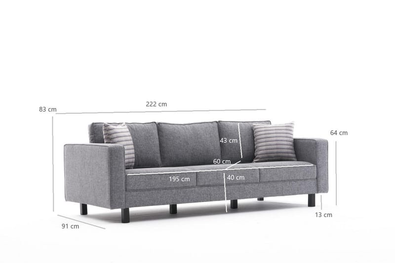 Kaletea Sofa 3-Pers. - Grå - Møbler - Sofaer - 3 personers sofa