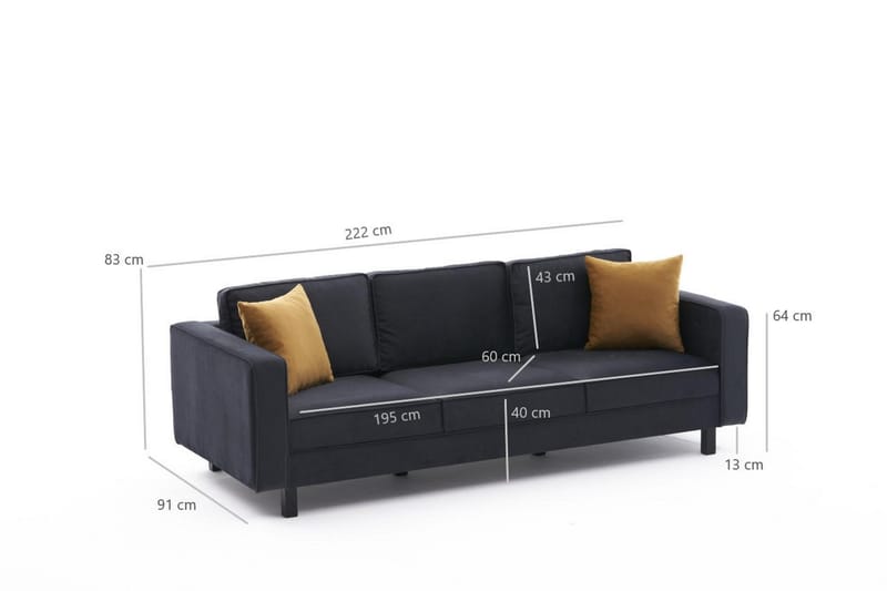 Kaletea Sofa 3-Pers. - Mørkegrå - Møbler - Sofaer - 3 personers sofa