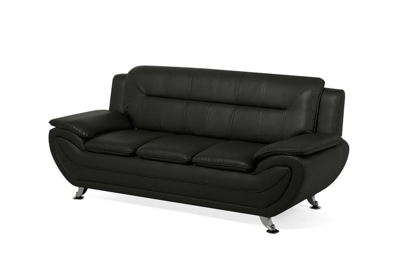 Leira 3-personers Sofa Kunstlæder - Sort - Møbler - Sofaer - 3 personers sofa