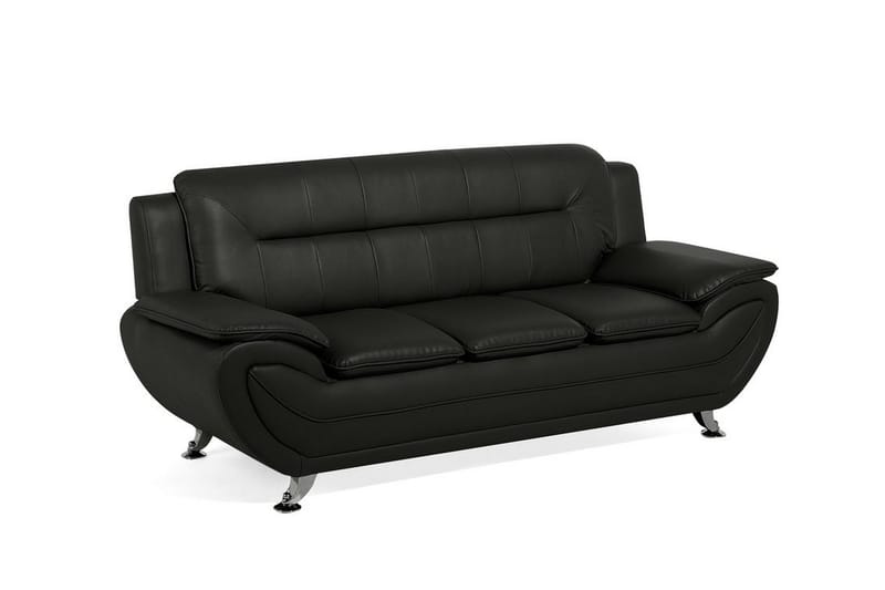 Leira 3-personers Sofa Kunstlæder - Sort - Møbler - Sofaer - 3 personers sofa