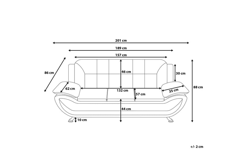 Leira 3-personers Sofa Kunstlæder - Sort - Møbler - Sofaer - 3 personers sofa