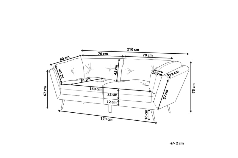 Lenvik 3-Pers. Sofa - Velour/Vinrød - Møbler - Sofaer - 3 personers sofa