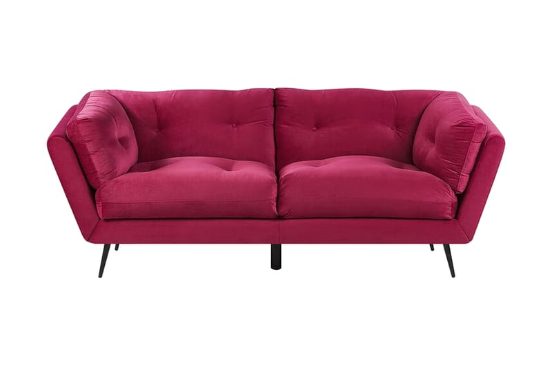 Lenvik 3-Pers. Sofa - Velour/Vinrød - Møbler - Sofaer - 3 personers sofa