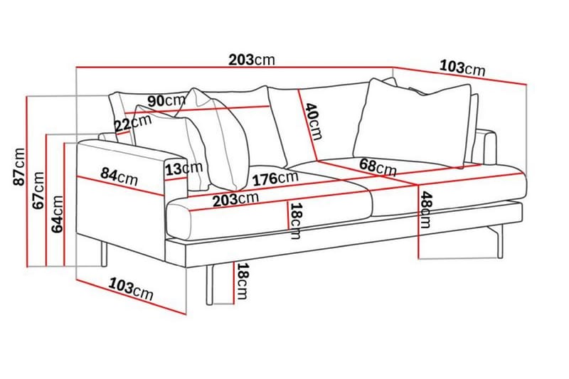 Menard 3-Pers. Sofa - Grå - Møbler - Sofaer - 3 personers sofa