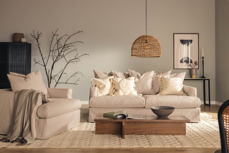 Menard Dyb 3-personers Sofa Vaskbart & aftageligt betræk 205 cm - Beige - Møbler - Sofaer - 3 personers sofa