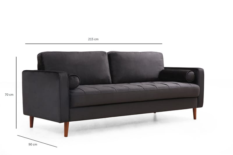 Mirrilnesh Sofa 3-Pers. - Sort - Møbler - Sofaer - 3 personers sofa