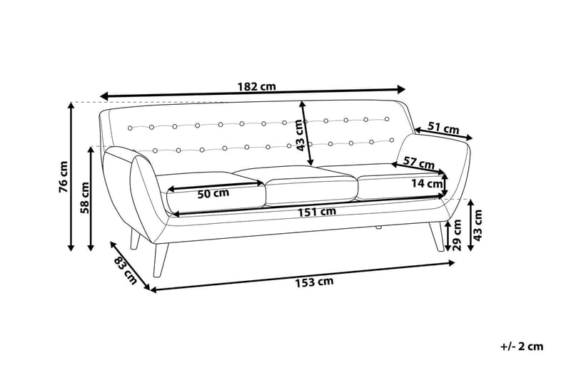 Motala Sofa 3 sæder - Beige - Møbler - Sofaer - 3 personers sofa