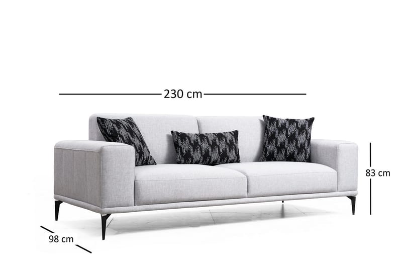 Nikeala 3-personers Sofa - Grå/Sort - Møbler - Sofaer - 3 personers sofa