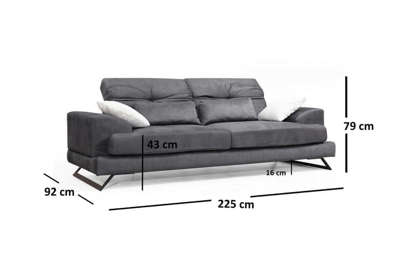 Raedeke 3-Pers. Sofa - Sort - Møbler - Sofaer - 3 personers sofa